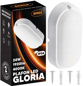 BERGE Prisadené stropné LED svietidlo 24W - neutrálna biela