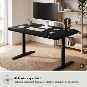 Elektrický písací stôl sit-stand so zásuvkou a bezdrôtovou nabíjačkou Qi čierny, 1200 mm: ELLIS