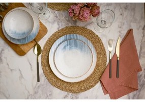 24-dielna jedálenská súprava, biela/modrá, porcelán