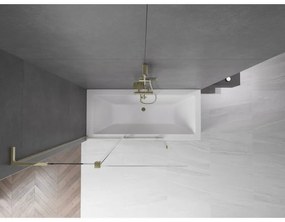 Mexen Velar L, 2-krídlová posuvná vaňová zástena 120 x 150 cm, 8mm číre sklo, zlatý lesklý profil, 896-120-003-01-50