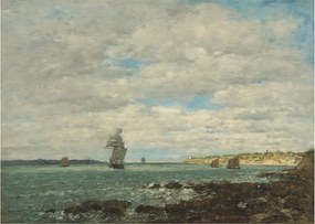 Sklenený obraz - Eugène Boudin, Coast of Brittany, reprodukcia (70x50 cm)