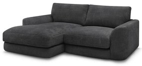 Čierna ženilková rohová pohovka (ľavý roh/s leňoškou) Leonore – Bobochic Paris