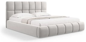 Svetlosivá zamatová čalúnená dvojlôžková posteľ s úložným priestorom s roštom 160x200 cm Bellis – Micadoni