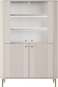 Vitrína Vesper 103 cm štvordverová - kašmír / zlaté nohy