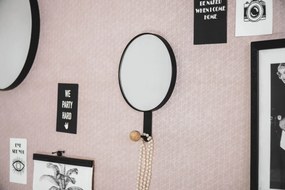 Nástenné zrkadlo s háčikom, Black, Ø20,5 cm