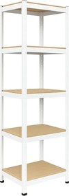 Regál 180x40x40 cm lakovaný 5-policový, nosnosť 875 kg - biely