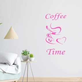 Veselá Stena Samolepka Coffee time Farba: ružová, Veľkosť: 40 x 20 cm