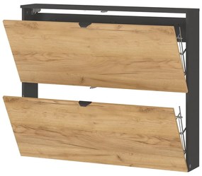 Výklopná závesná skrinka na topánky v dekore duba v antracitovo-prírodnej farbe 100x85x19 cm Renell – Germania