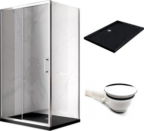 BPS-koupelny Obdĺžnikový sprchovací kút HYD-OK104C 120x90 chróm/transparent + vanička HYD-OSV-ST04C čierna