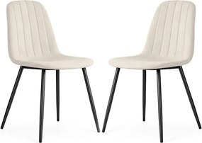 Sada dvoch jedálenských stoličiek LUMO zamatové, béžové / čierne nohy (2 ks)