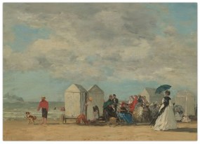Obraz - Eugène Boudin, Beach Scene , reprodukcia (70x50 cm)