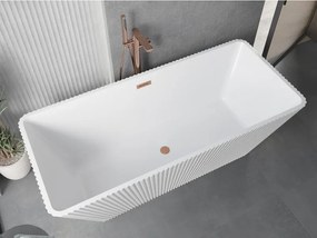 Mexen Tava, voľne stojaca ryhovaná vaňa 170 x 75 cm, biela lesklá, medený matný prepad, 52851707500-65