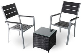 Záhradný balkónový set Renio - 2 miesta, čierna / sivá