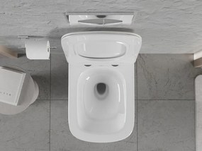 Mexen Riva, závesná WC misa 555x370x335 mm, Rimless Tornádo + WC sedadlo z duroplastu, biela lesklá, 30630200T