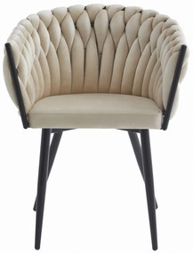 Béžová jedálenská stolička ORION VELVET s čiernymi nohami