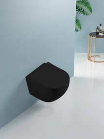 Cerano Cesso, závesná WC misa Vortex + UF sedátko - čierna matná - 49x36 cm, CER-CER-476684