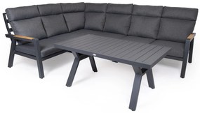 Hliníkový rohový nábytok BURY antracit + tmavé podušky