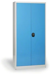 Dielenská policová skriňa na náradie KOVONA JUMBO, 4 police, demontovaná, 950 x 600 x 1950 mm, sivá / modrá