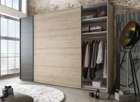 Šatníková skriňa Brüssel, 250 cm, kamenný dub/šedá