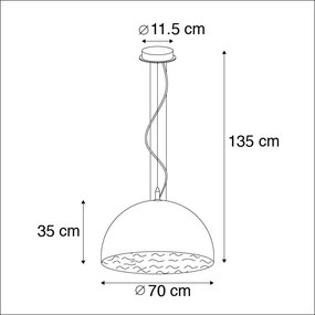 Inteligentné závesné svietidlo čierne so zlatom 70 cm vrátane Wifi A60 - Magna