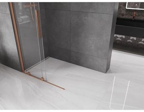 Mexen Velar, posuvné dvere do otvoru typ Walk-In 75 cm, 8mm číre sklo, medená matná, 871-075-000-03-65