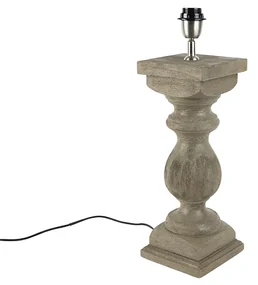 Rustikálna stolná lampa bez tienidla vintage sivá drevo - Hyssop