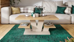 Mazzoni VIVA MAT Dub Artisan/Béžová - moderný konferenčný stolík s policami