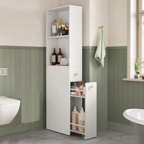 Výsuvná kúpeľňová skrinka s 2 bočnými policami 134.4x40x18 cm