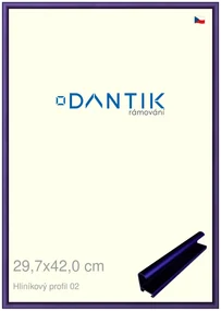 DANTIK rám na obraz 29,7x42 | ALU modrá Azur matná (Plexi Čiré)