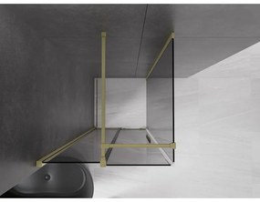 Mexen Velar, sprchový kút s posuvnými dverami 90 x 90 cm, 8mm šedé sklo, zlatá matná, 871-090-090-41-55
