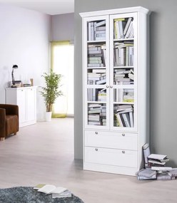 Vysoká vitrína Landwood, biela