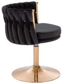 LuxuryForm DESIGN Stolička LYON VELUR na zlatom tanieri - čierna