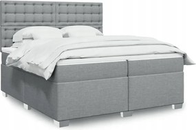 vidaXL Posteľný rám boxsping s matracom bledosivý 200x200 cm látka
