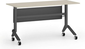 Mobilný stôl PRIMO MOVE, 140x60 cm, čierna podnož, breza