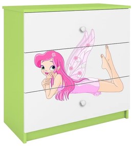 Detská komoda Babydreams zelená – Víla 2