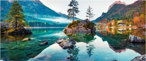 Obraz - Jazero Hintersee, Bavorské Alpy, Rakúsko (120x50 cm)