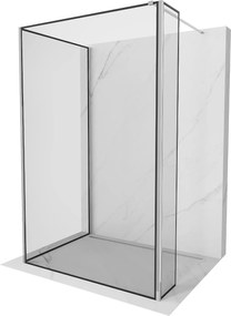 Mexen Kioto, 3-stenová sprchová zástena Walk-In 140 x 110 x 30 cm, 8mm číre sklo čierny vzor, chrómový profil, 800-140-110-221-01-70-030