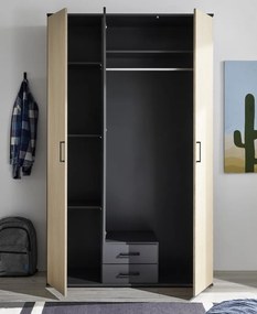 Šatníková skriňa Laurie, 120 cm, grafit/dub