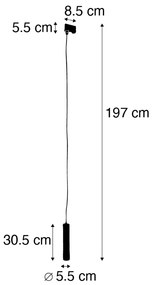 Dizajnové závesné svietidlo biele vrátane adaptéra koľajnice 3-fázové - 3-fázové Tuba Small