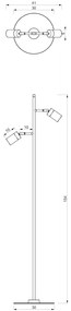 Stojacia lampa Joker, 2x chrómové/biele kovové tienidlo, w