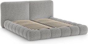 Sivá čalúnená dvojlôžková posteľ s úložným priestorom s roštom 160x200 cm Solange – Micadoni