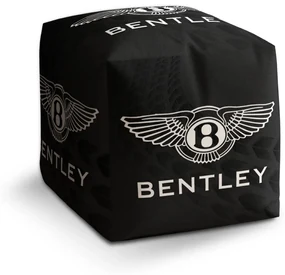 Sablio Taburet Cube Logo Bentley Čierny: 40x40x40 cm