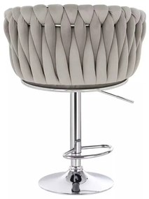 LuxuryForm DESIGN Barová stolička NORDEN VELUR na striebornom tanieri - svetlo šedá