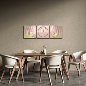 Obraz - Cesta do ružového kráľovstva (s hodinami) (90x30 cm)