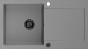 Mexen Leo, drez granitový 900x500x190 mm, 1-komorový, šedá s čiernym sifónom, 6501901010-71-B