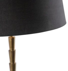 Art Deco stolná lampa bronzová s čiernym bavlneným tienidlom 35 cm - Pisos
