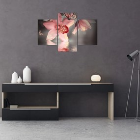 Obraz - Kvety a motýľ (90x60 cm)