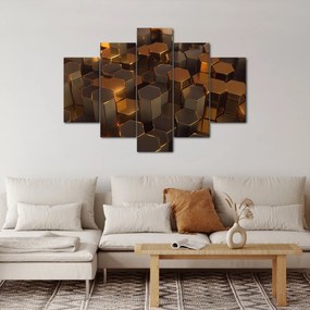Obraz - Bronzové hexagóny (150x105 cm)
