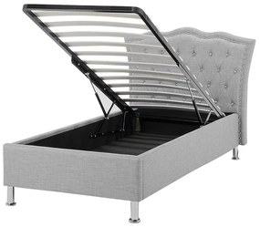 Čalúnená posteľ s úložným priestorom 90 x 200 cm sivá METZ Beliani