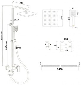 Sprchová súprava KABE s výtokom do vane - chrómová - hlavica 30x30 cm